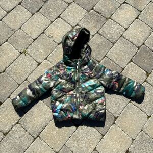 Zara Camouflage and bird Puffer Jacket 4